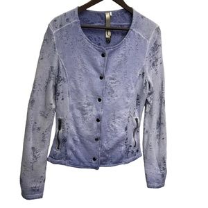 POOOLS Purple Snap Closure Distressed Cardigan Jacket Size M
